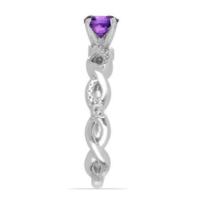 BUY AFRICAN AMETHYST GEMSTONE RING IN RHODIUM PLATED 925 STERLING SILVER | JEWELPIN